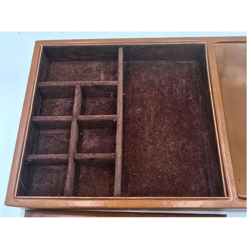 Vintage Patent Leather Dresser Caddy‎ Organizer Tray Change Scoop Jewelry Valet